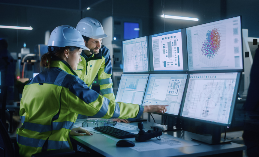 Operacao industrial com dashboards